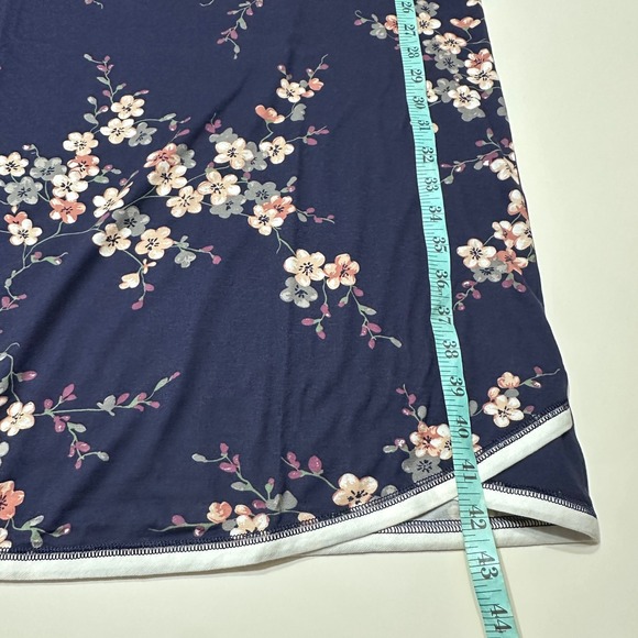 Garnet Hill Asian Wrap Organic Cotton Midi Gown Womens M Floral Sleepwear NEW - Picture 13 of 13